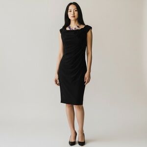 Cocktail Dress Adrianna Papell Black Midi Dress